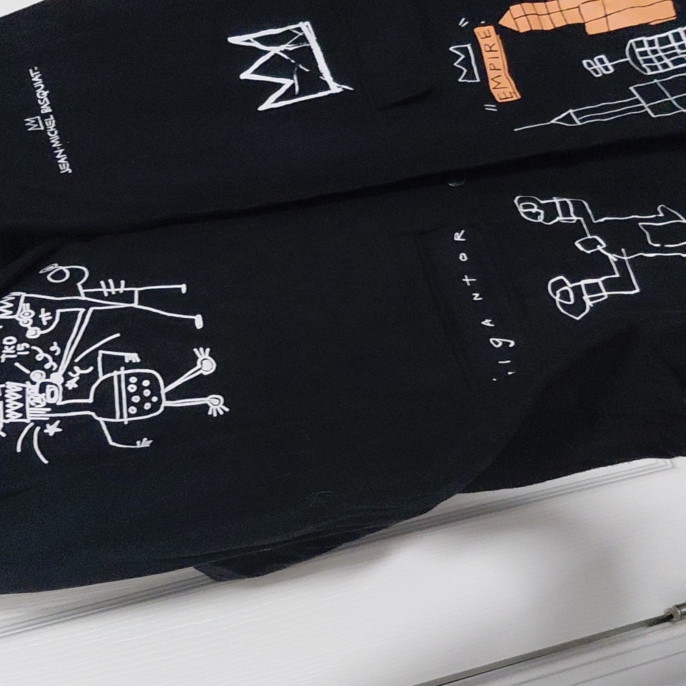 Rare Basquiat Black Wool Mid Coat With Signature And Artwork 23" Pit To Pit - Picture 8 of 16